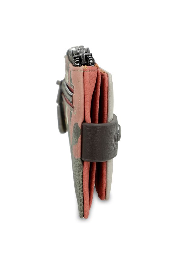 Etui na karty damskie Anekke, bezpieczne zapinane na zatrzask, multikolor, 42709-013. Kolor: brązowy. Materiał: materiał