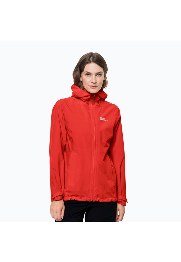 Kurtka przeciwdeszczowa damska Jack Wolfskin Pack & Go Shell. Kolor: pomarańczowy. Sport: turystyka piesza