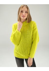 Unisono - ŻÓŁTY SWETER FLUO SUS3387 GIALLO. Kolor: żółty. Materiał: wełna, moher, akryl, poliamid