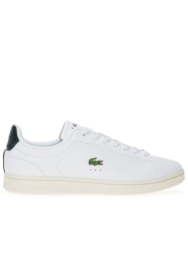 Buty Lacoste Carnaby Pro 123 9 SMA 745SMA0112-1R5 - białe. Okazja: na co dzień. Zapięcie: sznurówki. Kolor: biały. Materiał: guma, skóra. Szerokość cholewki: normalna. Wzór: aplikacja