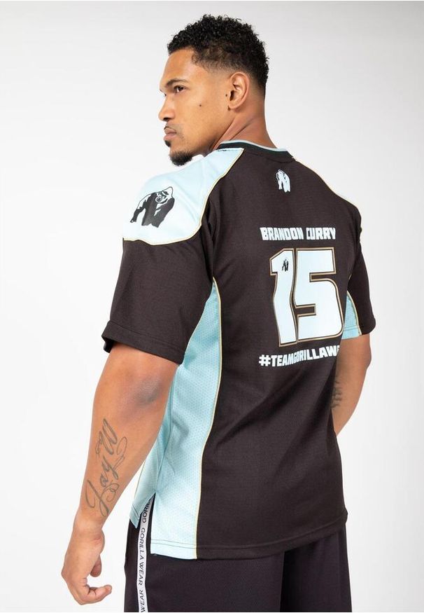 GORILLA WEAR - Koszulka fitness męska Gorilla Wear Athlete T-shirt 2.0 Brandon Curry. Kolor: wielokolorowy, niebieski, czarny. Sport: fitness