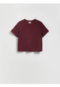 Reserved - T-shirt regular z modalem - bordowy. Kolor: czerwony. Materiał: dzianina