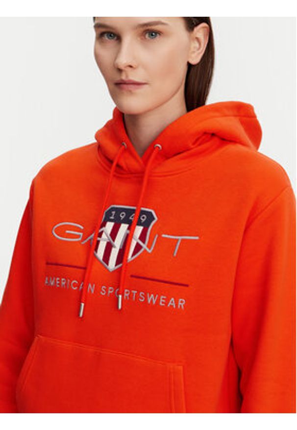 GANT - Gant Bluza Archive Shield 4200276 Pomarańczowy Regular Fit. Kolor: pomarańczowy. Materiał: bawełna