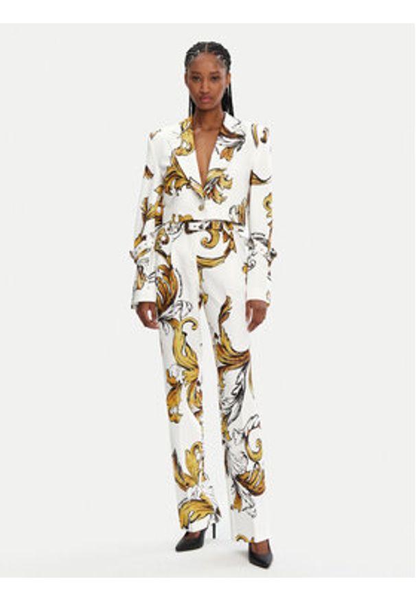 Versace Jeans Couture Spodnie materiałowe 78HAA111 Biały Straight Fit. Kolor: biały. Materiał: syntetyk