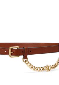 Lauren Ralph Lauren - LAUREN RALPH LAUREN Pasek Damski Logo-Chain Leather Skinny Belt 412968767001 Brązowy. Kolor: brązowy. Materiał: skóra