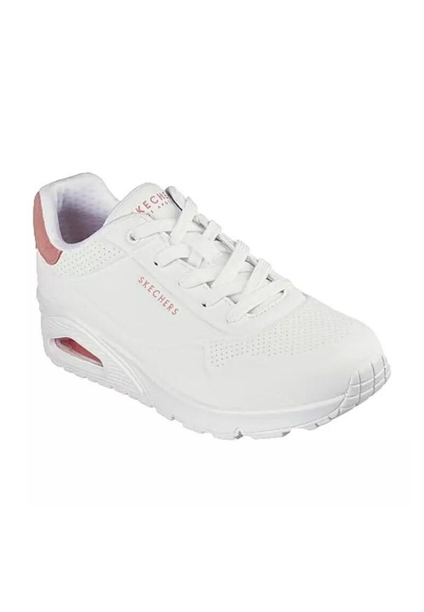 skechers - Buty sportowe Sneakersy damskie, Skechers Uno - Pop Back. Zapięcie: sznurówki. Kolor: biały. Materiał: materiał, syntetyk, tkanina. Szerokość cholewki: normalna. Sport: turystyka piesza