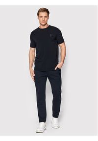 Karl Lagerfeld - KARL LAGERFELD T-Shirt Crewneck 755890 500221 Granatowy Regular Fit. Typ kołnierza: dekolt w karo. Kolor: niebieski. Materiał: bawełna #4