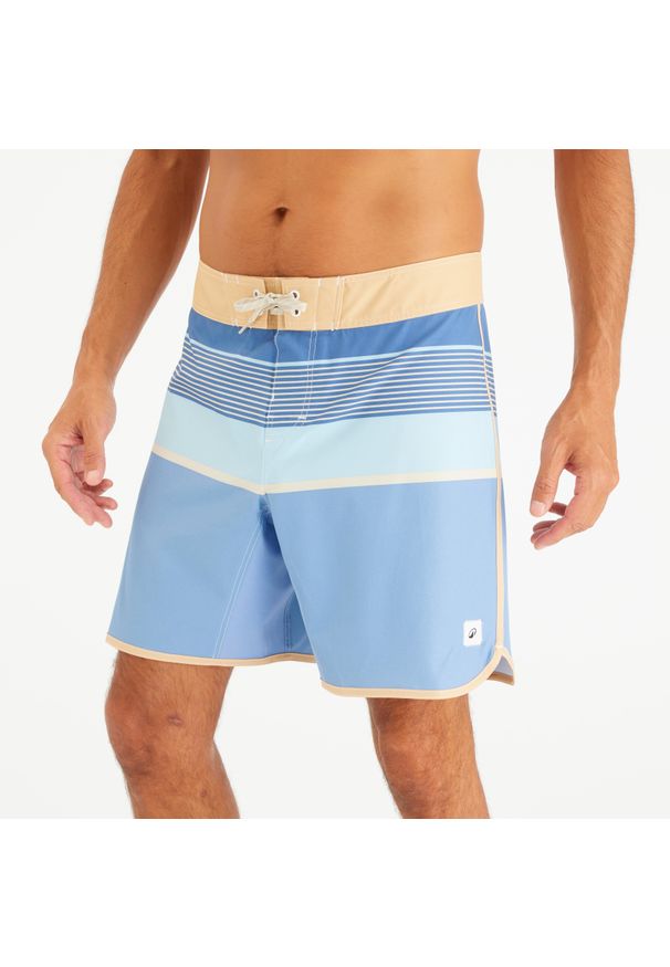 Spodenki surfingowe męskie Decathlon 500 Marin 18". Kolor: niebieski. Materiał: poliester, materiał, elastan. Długość: długie. Styl: sportowy