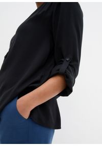 bonprix - Bluzka tunikowa z miękkiej wiskozy. Kolor: czarny. Materiał: wiskoza. Długość rękawa: długi rękaw. Długość: długie