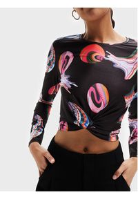 Desigual Bluzka MONSIEUR CHRISTIAN LACROIX Smile 22WWTK76 Czarny Slim Fit. Kolor: czarny. Materiał: syntetyk #4