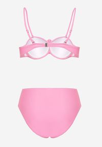 Renee - Jasnoróżowe Bikini Majtki Figi Biustonosz Ozdobione Kwiatem 3D Tenionea. Kolor: różowy. Wzór: aplikacja, kwiaty #3