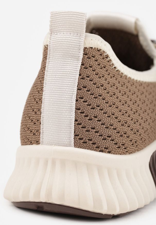 Born2be - Jasnobrązowe Sneakersy z Podwójnym Sznurowaniem Dorielle. Okazja: na co dzień. Zapięcie: sznurówki. Kolor: brązowy. Materiał: jeans