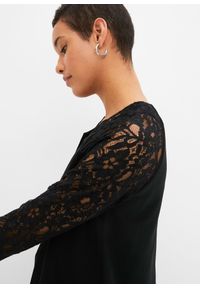 bonprix - Żakiet z koronkowymi rękawami. Kolor: czarny. Materiał: koronka. Długość rękawa: długi rękaw. Długość: długie. Wzór: koronka #3