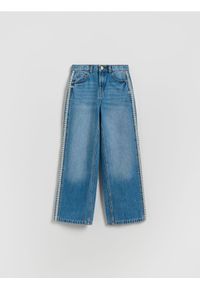 Reserved - Jeansy straight z lampasami - niebieski. Kolor: niebieski #1