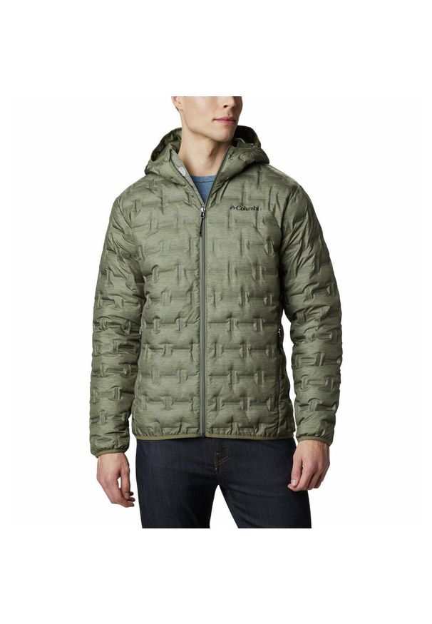 columbia - Kurtka Turystyczna Puchowa Męska Columbia Delta Ridge Down Hooded Jacket. Kolor: zielony. Materiał: puch. Sport: turystyka piesza