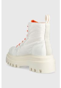 Calvin Klein Jeans workery TOOTHY COMBAT BOOT SOFTNY damskie kolor biały na platformie YW0YW00948. Zapięcie: sznurówki. Kolor: biały. Materiał: materiał, skóra, guma, włókno. Obcas: na platformie #5