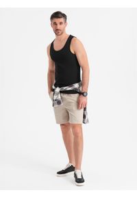 Ombre Clothing - Bawełniana męska koszulka basic na ramiączkach – czarna V3 - Rozmiar: M. Kolor: czarny. Materiał: bawełna. Długość rękawa: na ramiączkach. Sezon: lato #7