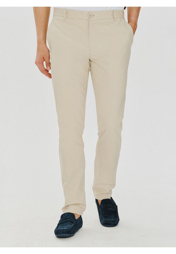 PAKO LORENTE – Beżowe gładkie spodnie męskie P24SF-WX-003-E-0 - Pako Lorente. Kolor: beżowy. Wzór: gładki. Sezon: wiosna. Styl: klasyczny