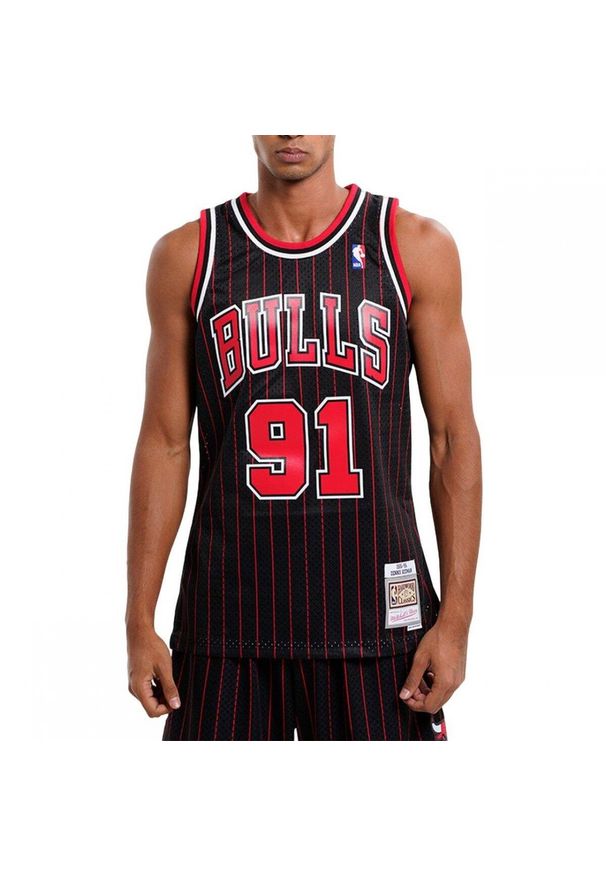 Mitchell & Ness koszulka męska Chicago Bulls Alternate Jersey Rodman. Kolor: czarny. Materiał: jersey. Sport: koszykówka
