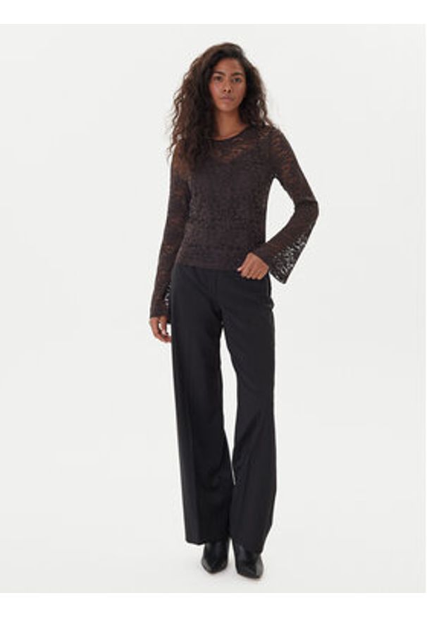 Vero Moda Bluzka Kanya 10336176 Brązowy Regular Fit. Kolor: brązowy. Materiał: syntetyk