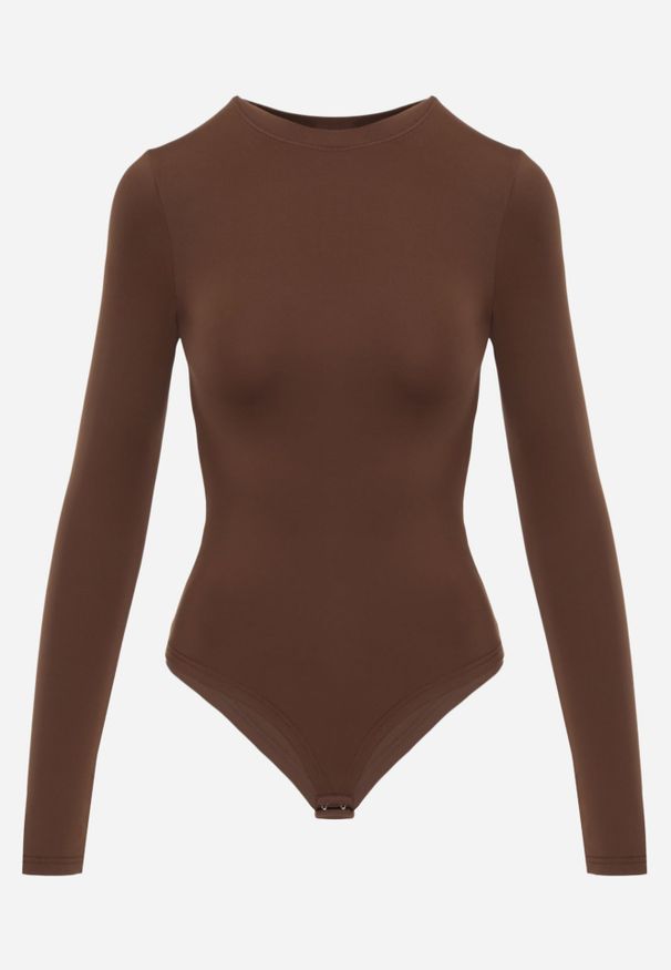 Renee - Ciemnobrązowe Body Glorya. Kolor: brązowy. Długość rękawa: długi rękaw. Długość: długie. Styl: klasyczny