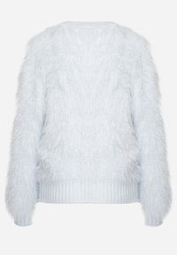 Born2be - Jasnoniebieski Sweter z Długim Włosiem i Dodatkiem Wełny Merithina. Kolor: niebieski. Materiał: wełna. Długość: długie. Styl: klasyczny, elegancki #3