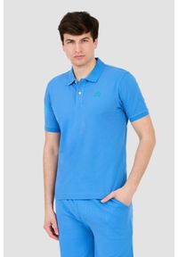 La Martina - LA MARTINA Niebieskie męskie polo z małym zielonym logo, Rozmiar XL. Typ kołnierza: polo. Kolor: niebieski #1