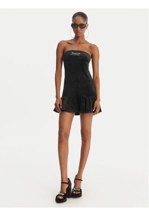 Juicy Couture Sukienka codzienna Ruffle JCWED126311 Czarny Slim Fit. Okazja: na co dzień. Kolor: czarny. Materiał: syntetyk. Typ sukienki: proste. Styl: casual