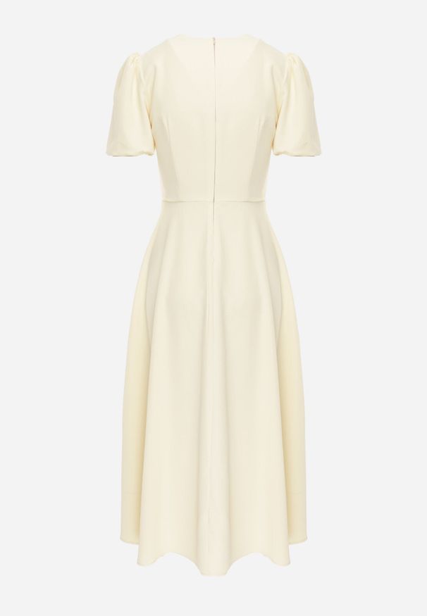 Born2be - Żółta Elegancka Sukienka VICES o Rozkloszowanym Kroju z Krótkim Rękawem Aezith. Okazja: na komunię, na wesele, na ślub cywilny. Kolor: żółty. Długość rękawa: krótki rękaw. Typ sukienki: proste, rozkloszowane. Styl: elegancki