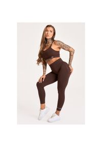 GYM GLAMOUR - Legginsy fitness damskie Gym Glamour push up 2.0. Kolor: brązowy. Sport: fitness