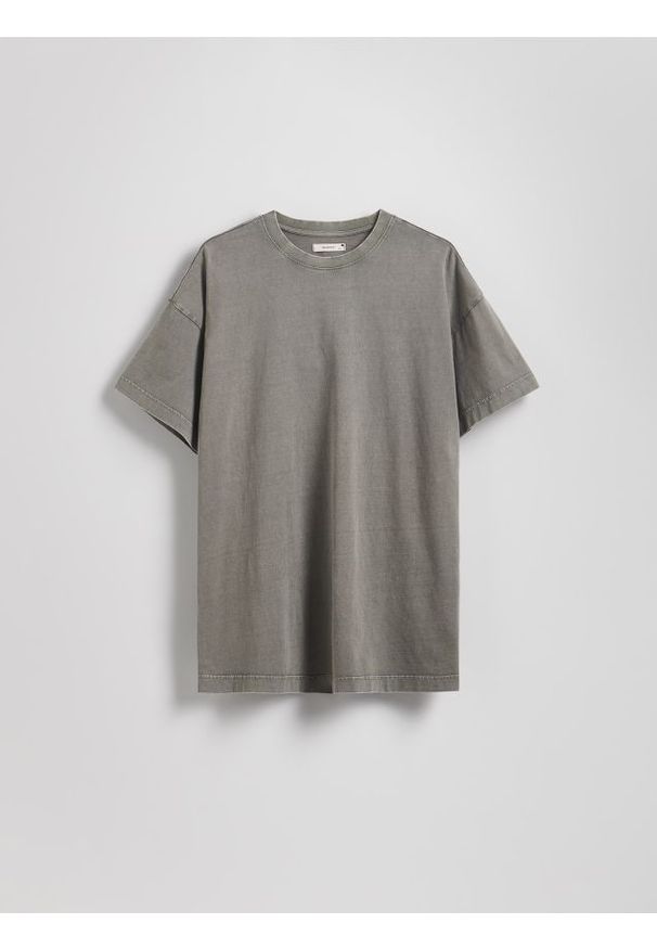 Reserved - Długi t-shirt - jasnoszary. Kolor: szary. Materiał: bawełna, dzianina. Długość: długie
