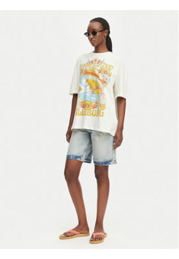 Billabong T-Shirt Summer Of Love EBJZT00592 Biały Loose Fit. Kolor: biały. Materiał: bawełna