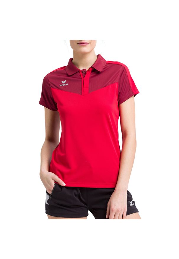 ERIMA - Damska koszulka polo Erima Squad. Typ kołnierza: polo. Kolor: czerwony. Materiał: materiał. Sport: piłka nożna, tenis