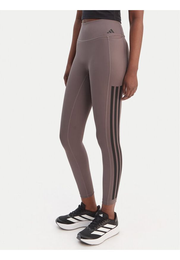 Adidas - adidas Legginsy Optime Workout 3-Stripes KE7530 Szary Slim Fit. Kolor: szary. Materiał: syntetyk
