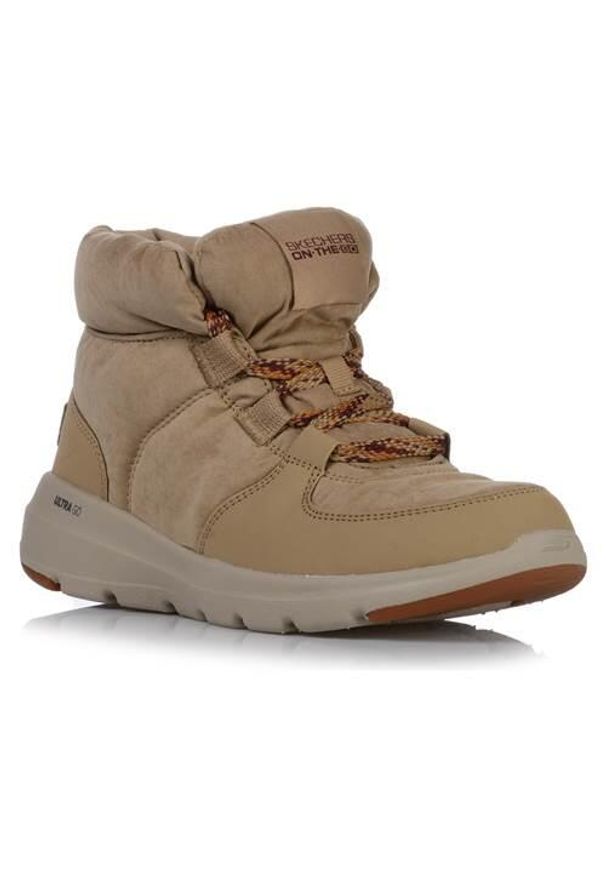 skechers - Buty do chodzenia damskie Skechers Glacial Ultra-trend. Zapięcie: sznurówki. Kolor: beżowy. Materiał: syntetyk, materiał, tkanina. Szerokość cholewki: normalna. Sport: turystyka piesza