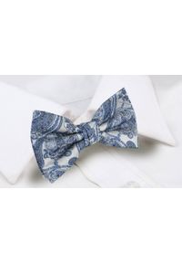 Mucha Męska z Poszetką - Chattier - Odcienie Błękitu, Wzór Orientalny. Kolor: niebieski. Styl: elegancki, sportowy #4