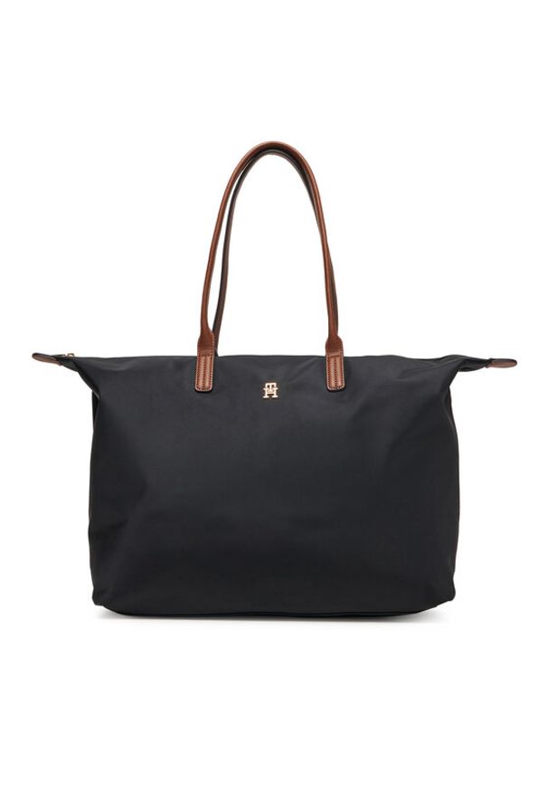 TOMMY HILFIGER - Tommy Hilfiger Torebka Popette Maxi Tote AW0AW17996 Czarny. Kolor: czarny. Materiał: skórzane