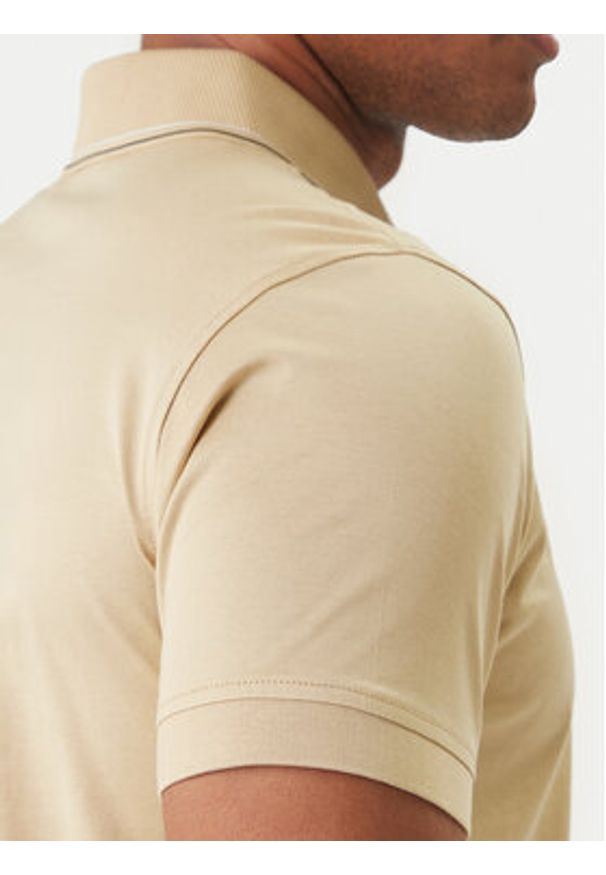 Karl Lagerfeld - KARL LAGERFELD Polo 745002 562200 Beżowy Regular Fit. Typ kołnierza: polo. Kolor: beżowy. Materiał: bawełna