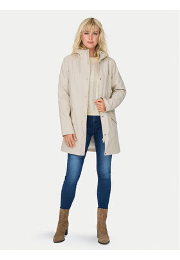 only - ONLY Kurtka przeciwdeszczowa Sally 15206116 Beżowy Regular Fit. Kolor: beżowy. Materiał: syntetyk