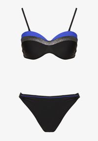 Renee - Niebiesko-Czarne Bikini z Metaliczną Nicią Usztywniany Biustonosz i Figi Mitelle. Kolor: niebieski. Wzór: aplikacja #5