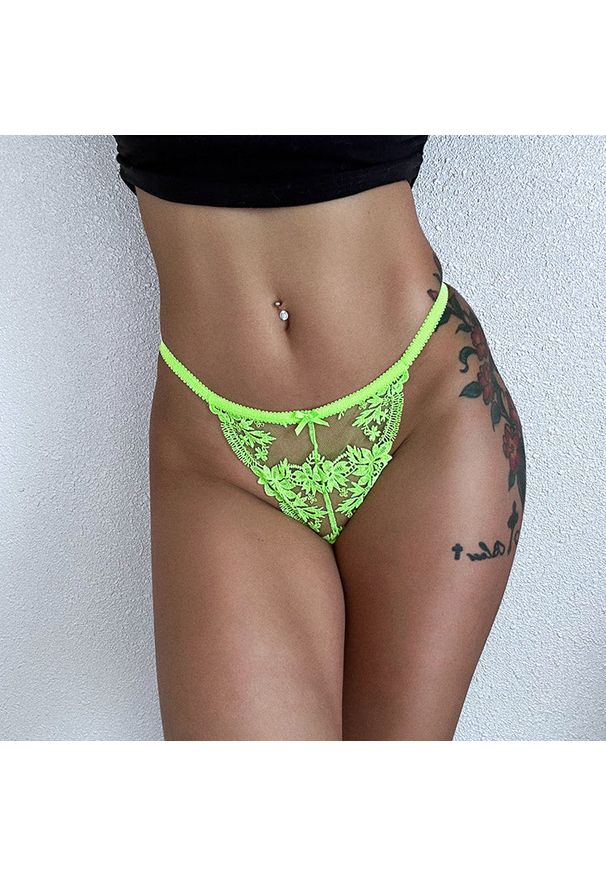 Intica - Stringi koronkowe trójkątne na każdą okazję Eladia. Kolor: czerwony. Materiał: koronka. Wzór: koronka