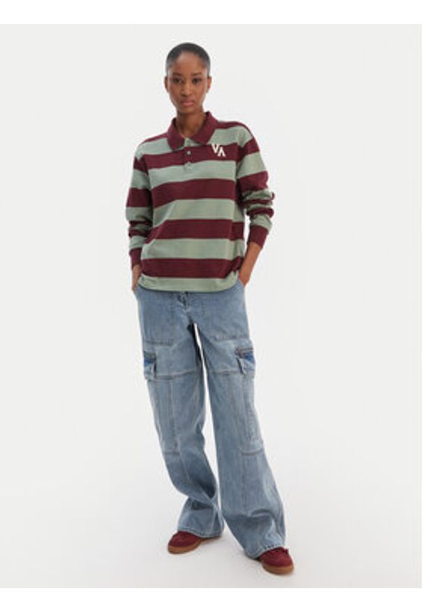 RVCA Polo 23B033507 Kolorowy Relaxed Fit. Typ kołnierza: polo. Materiał: bawełna. Wzór: kolorowy