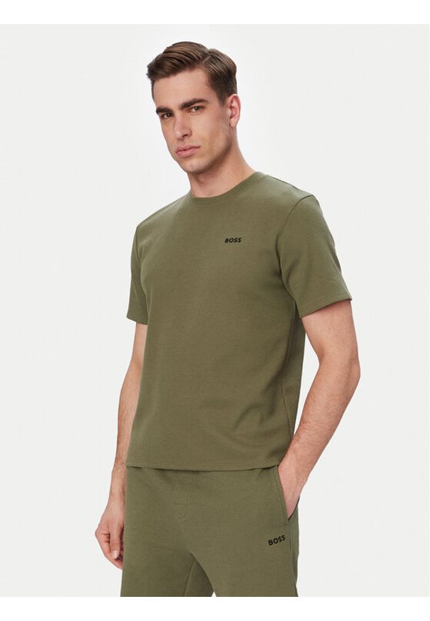 BOSS T-Shirt Waffle 50535891 Zielony jasny Regular Fit. Kolor: zielony. Materiał: bawełna