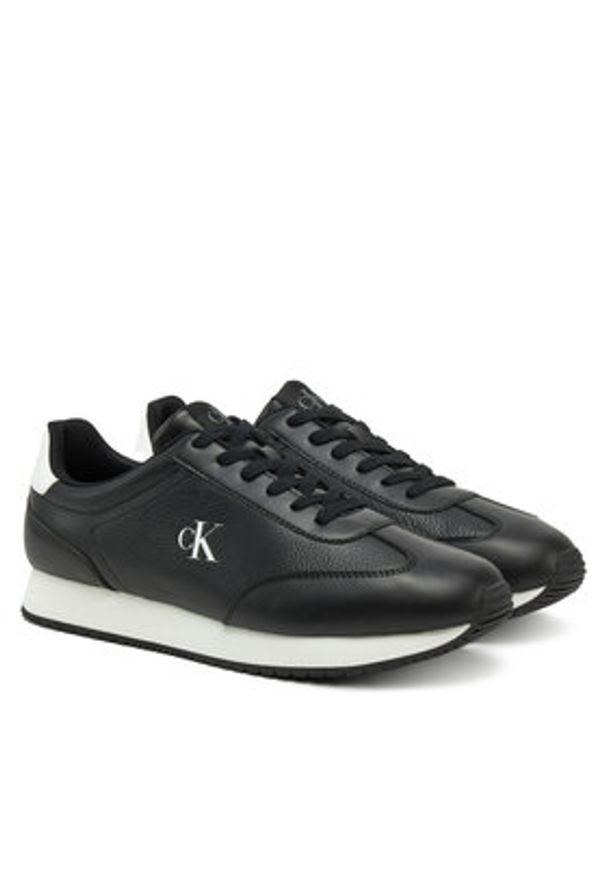 Calvin Klein Jeans Sneakersy Runner Laceup Tc YM0YM01187 Czarny. Kolor: czarny. Materiał: skóra