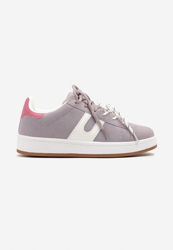 Born2be - Fioletowe Sneakersy z Geometrycznym Wzorem Telawiela. Okazja: na co dzień. Kolor: fioletowy. Wzór: geometria