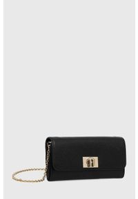Furla kopertówka skórzana 1927 kolor czarny. Kolor: czarny. Materiał: skórzane. Rodzaj torebki: na ramię #3