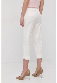 Trussardi Jeans - Trussardi Spodnie damskie kolor biały proste high waist. Okazja: na co dzień. Stan: podwyższony. Kolor: biały. Materiał: tkanina. Styl: casual