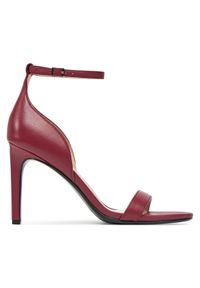 Calvin Klein Sandały Heel Sandal 90 - Lth HW0HW02337 Bordowy. Kolor: czerwony. Materiał: skóra