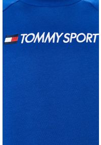 Tommy Sport - Bluza. Okazja: na co dzień. Typ kołnierza: bez kaptura. Kolor: niebieski. Materiał: bawełna, poliester, dzianina. Długość rękawa: raglanowy rękaw. Wzór: aplikacja. Styl: sportowy #2