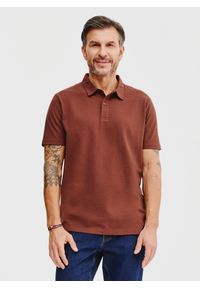 Pako Lorente - PAKO LORENTE – Męski t-shirt polo w kolorze brązowym. Okazja: na co dzień. Typ kołnierza: polo. Kolor: brązowy. Materiał: poliester, bawełna. Styl: casual